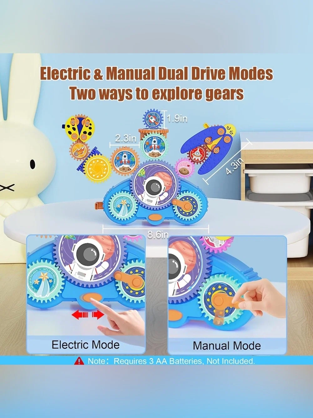 STEM Gears Toys for Kids Ages 3+, Creative Learning Building Blocks, 18Pcs Educa